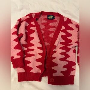 Milk Teeth Kids Red and Pink Zigzag Cardigan Jacket